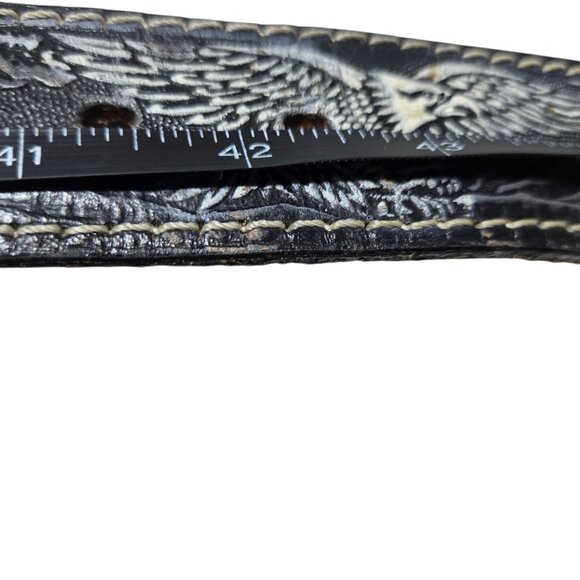 Vintage Tooled Leather Belt Eagle Rabbit Design Size 42 Embossed Western Wear - Picture 15 of 16